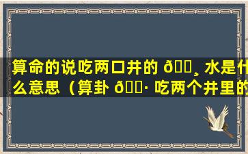 算命的说吃两口井的 🕸 水是什么意思（算卦 🕷 吃两个井里的水是什么意思）